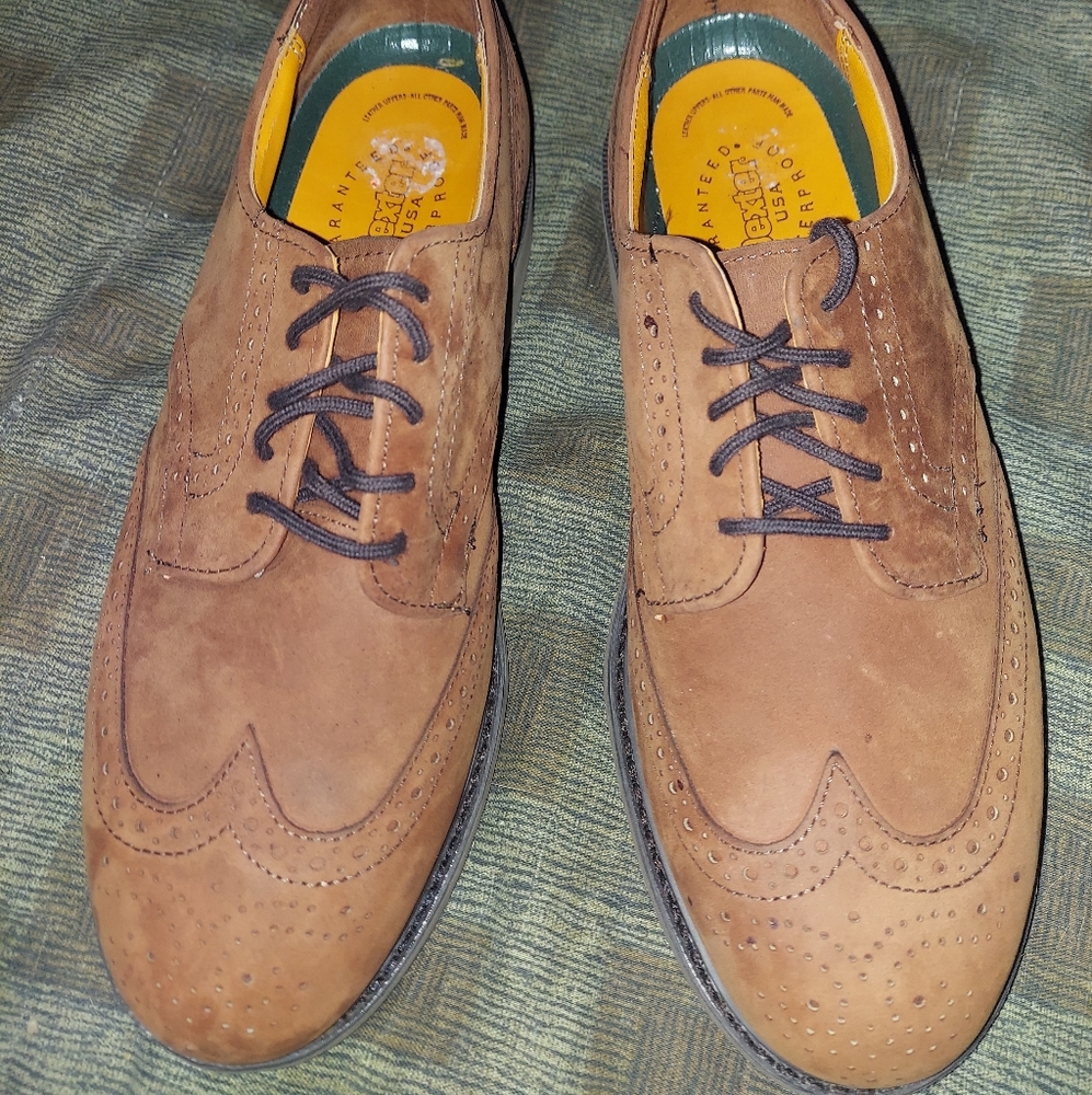 Dexter Men's Wing Tip Shoe 9.5D Suede Tan Brown Brogues Waterproof Oxford EUC